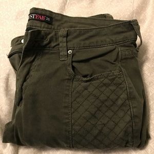 JustFab Dark Olive Moto Jeans